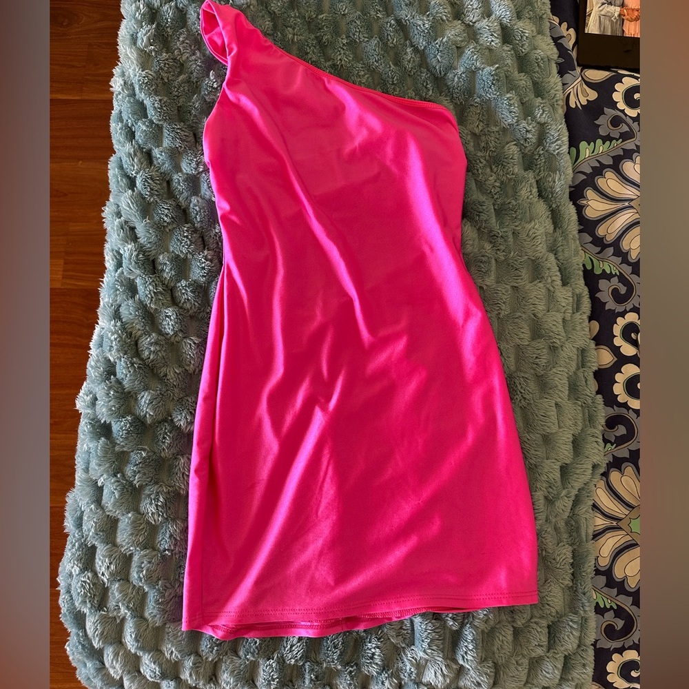 Lucy in the Sky Fuchsia One-Shoulder Dress